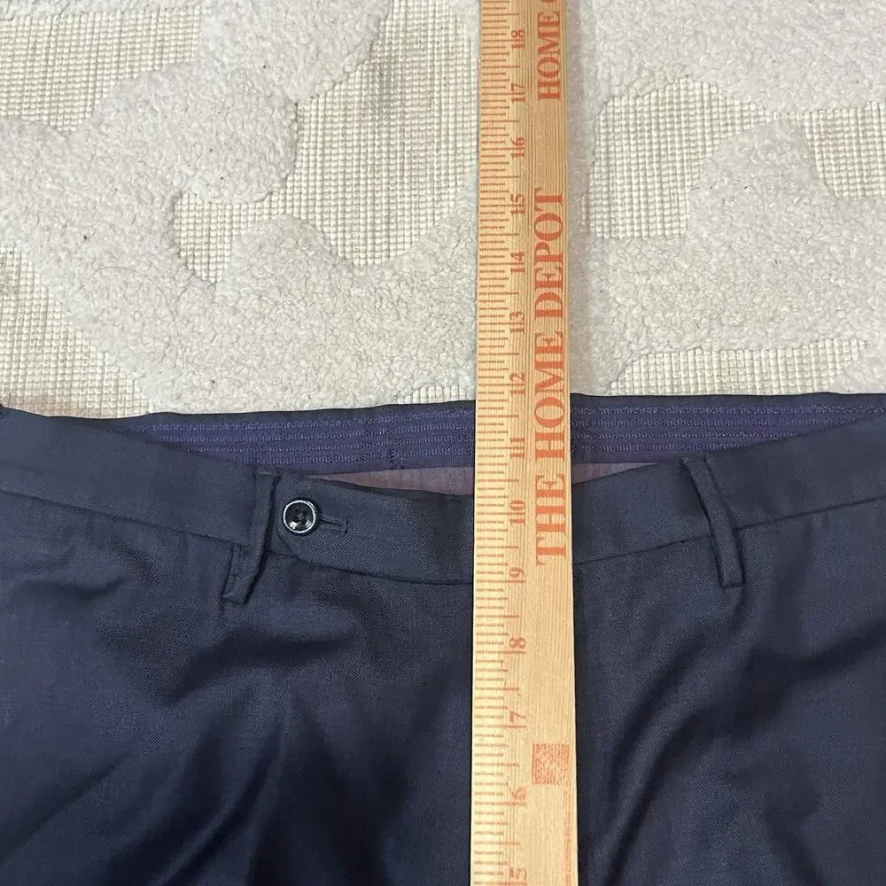 INCOTEX Pants Mens 34 (33x30) Slowear Classic Fit Wool Trousers Navy Blue EUC